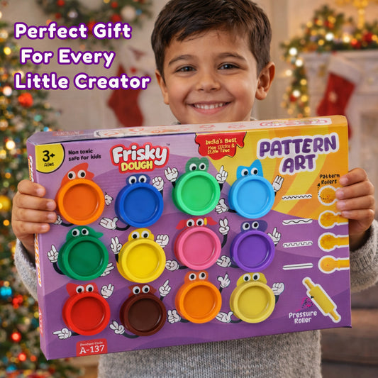 Frisky Dough Pattern Art Set with 12 Colours, Pattern Rollers & Molds