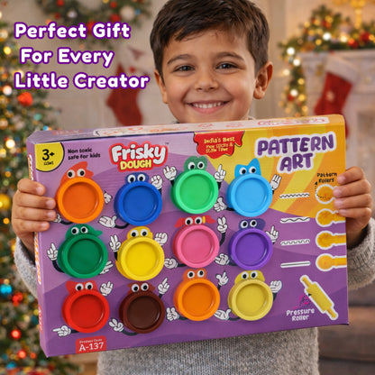 Frisky Dough Pattern Art Set with 12 Colours, Pattern Rollers & Molds